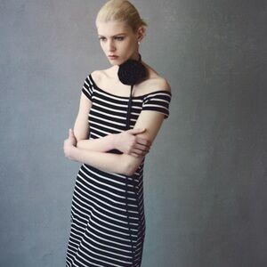 Black and white striped maxi dress